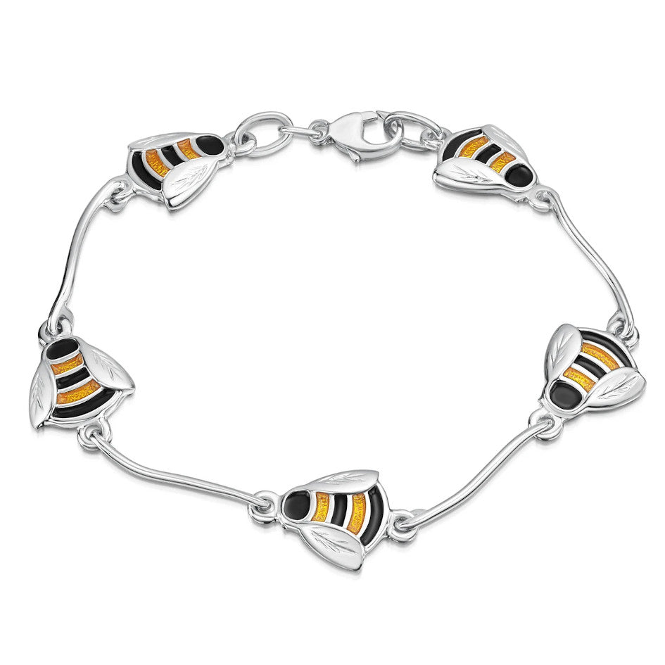 Bumblebee Sterling Silver And Enamel Bracelet - EBL273-YELBK