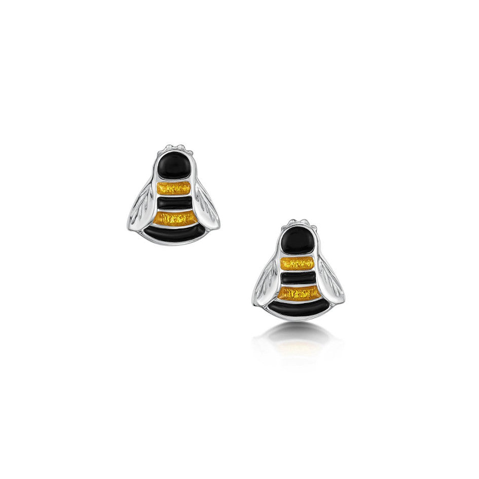 Bumblebee Sterling Silver And Enamel Stud Earrings - EE0273-YELBK
