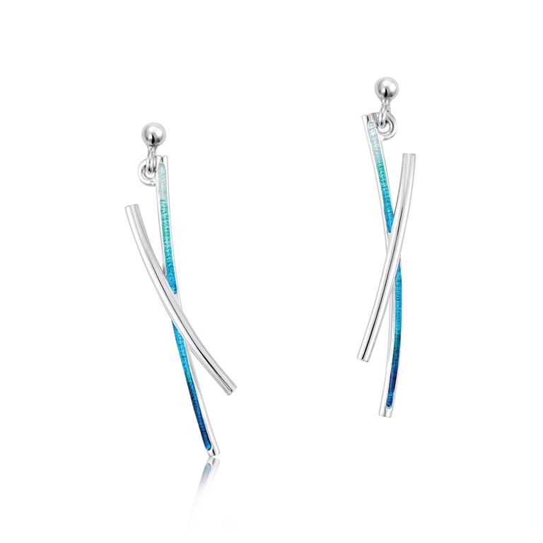 Silver and Enamel Grasses Earrings - EE186 Sheila Fleet