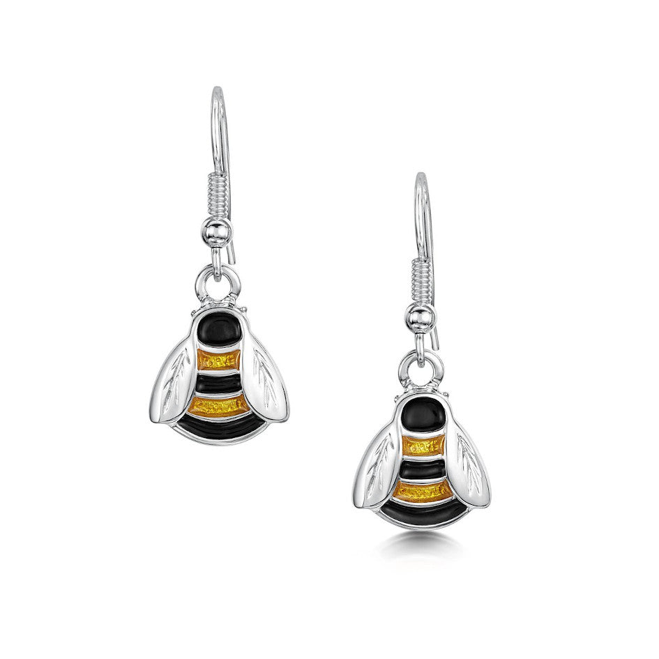 Bumblebee Sterling Silver And Enamel Drop Earrings - EE273-YELBK
