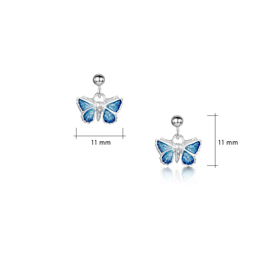 Butterfly Sterling Silver and Enamel Drop Earrings - EE286-HOLLY