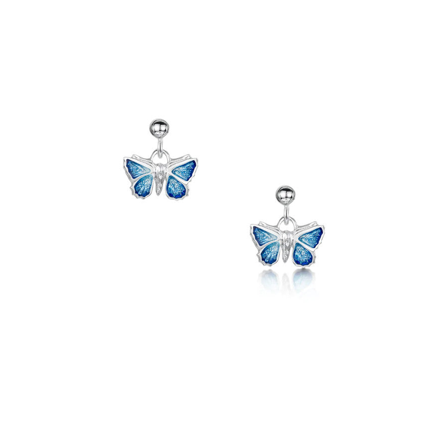 Butterfly Sterling Silver and Enamel Drop Earrings - EE286 Sheila Fleet