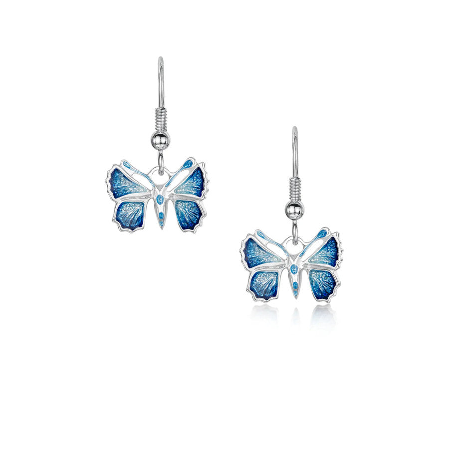 Butterfly Sterling Silver and Enamel Drop Earrings - EEX286-HOLLY