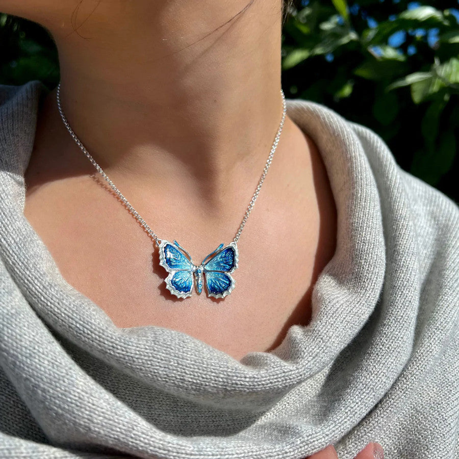 Butterfly Sterling Silver and Enamel Necklace - EN286-HOLLY