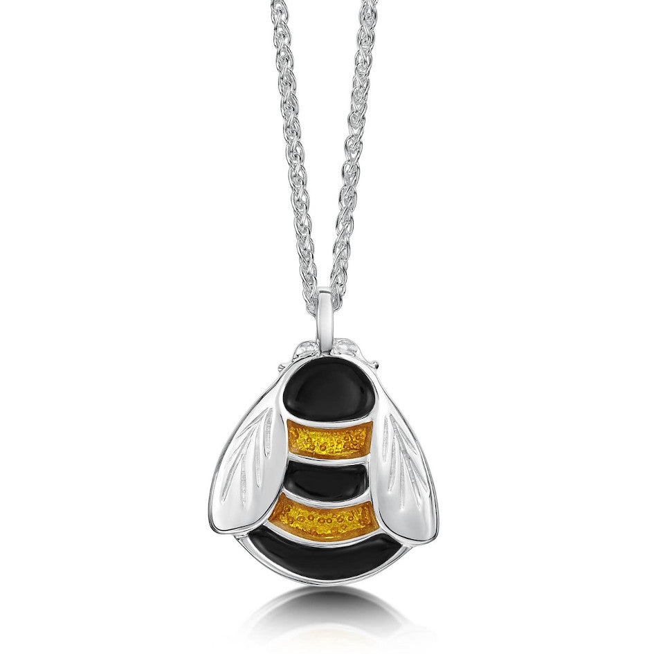 Bumblebee Sterling Silver And Enamel Pendant - EPX273-YELBK Sheila Fleet