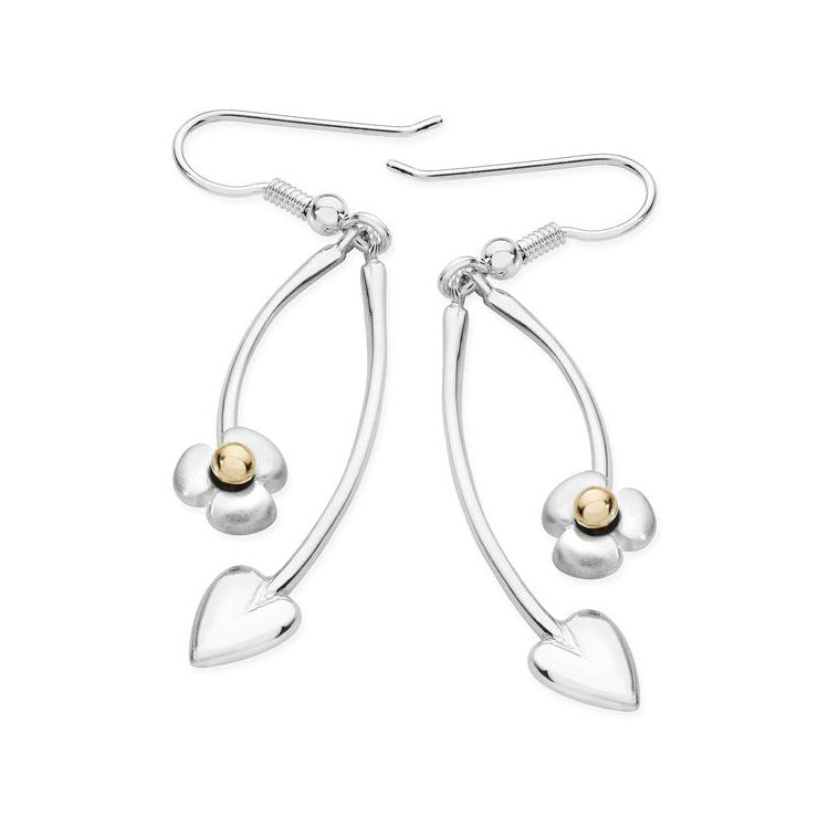 Elska Sterling Silver or Silver and 9ct Yellow Gold Drop Earrings - 13144