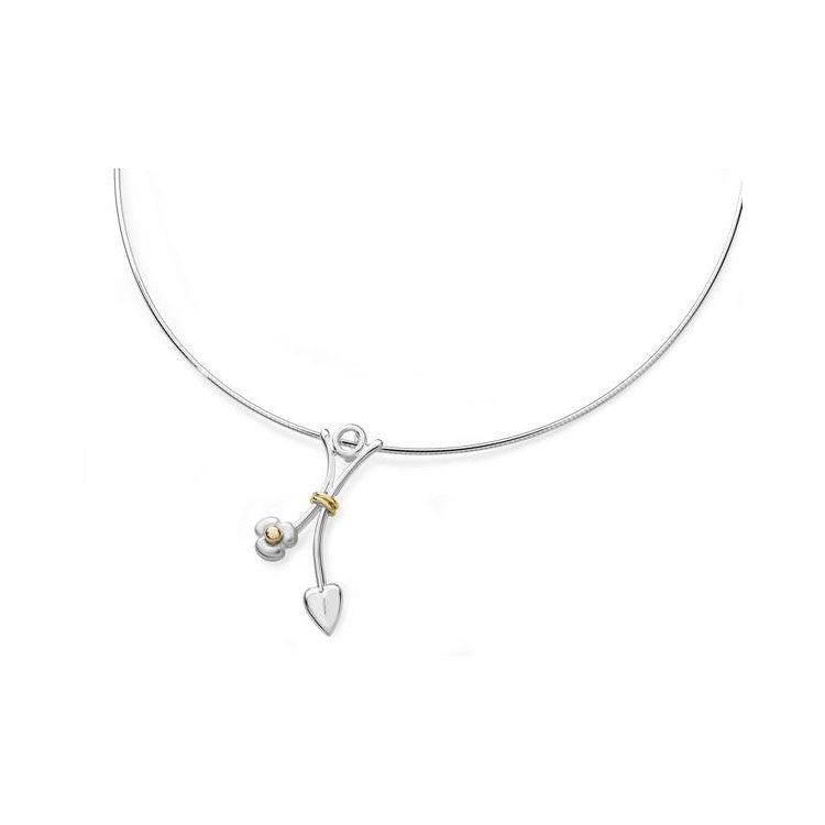 Elska Sterling Silver or Silver with 9ct Yellow Gold Necklet- 15144