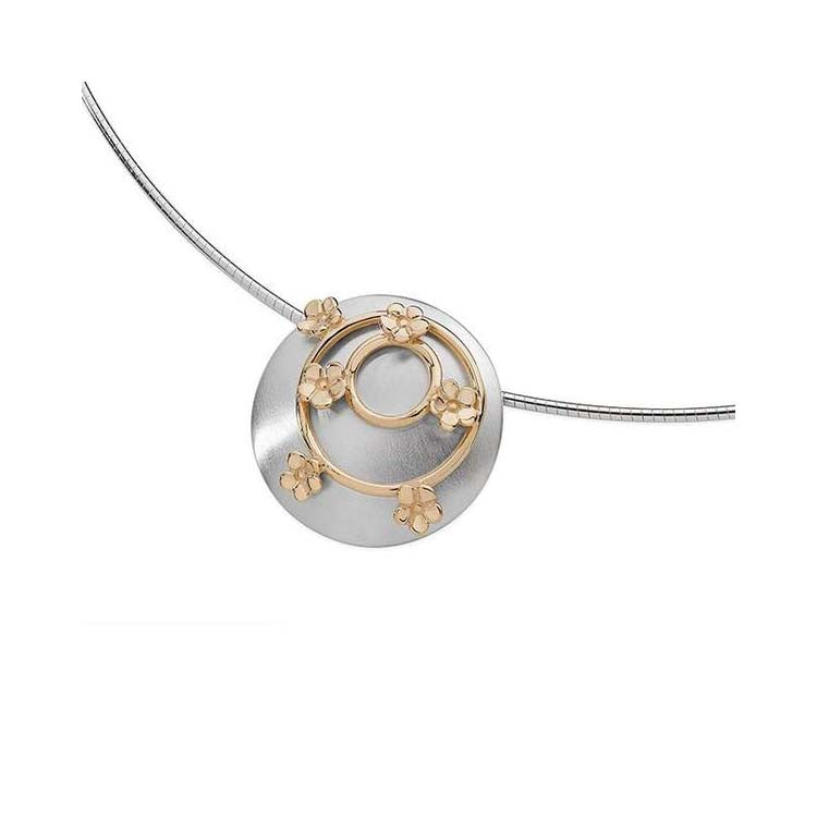 Forget Me Not Sterling Silver or Silver and 9ct Yellow Gold Necklet- 15133