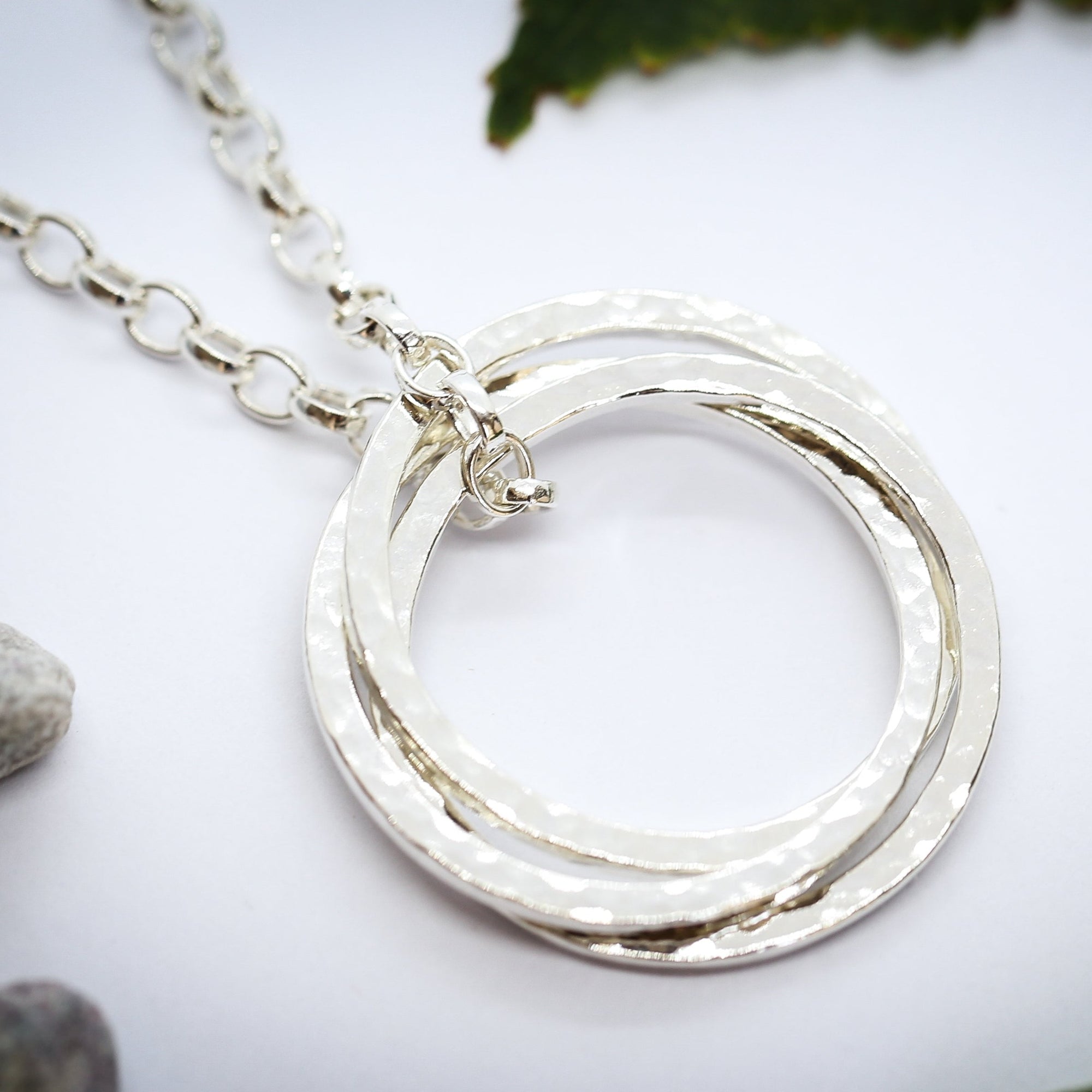 Family Rings Necklace - Medium Hammered Rings