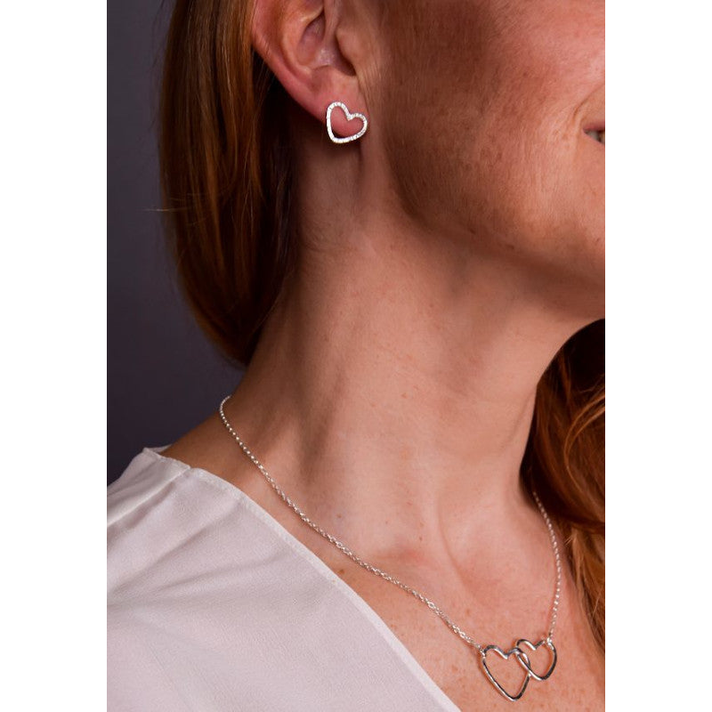 Outline Heart Stud Earrings Ogham Jewellery