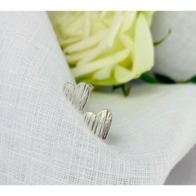 Hearts Together Sterling Silver Stud Earrings
