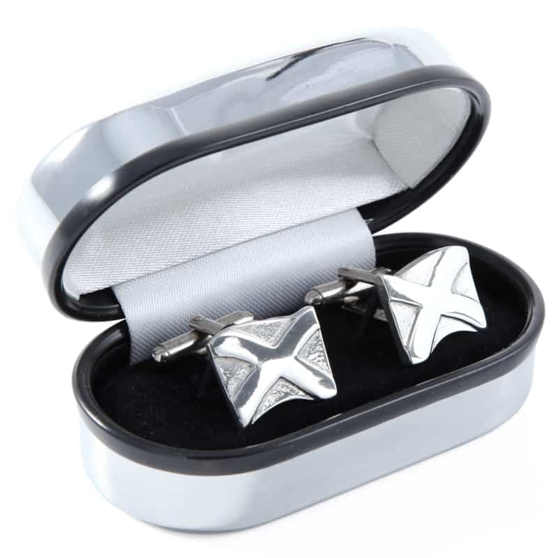 Pewter Saltire Cufflinks.PC281 Pewtermill