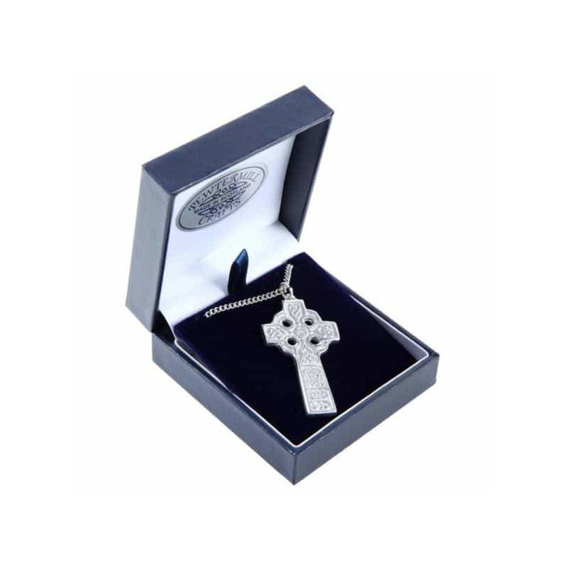 Large Pewter Celtic Cross Ogham Jewellery