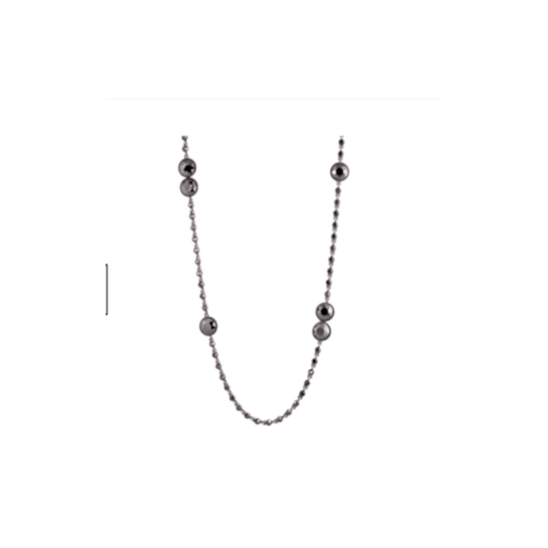Fashion Jewellery Silver Coloured Necklace With Black Zirconias
