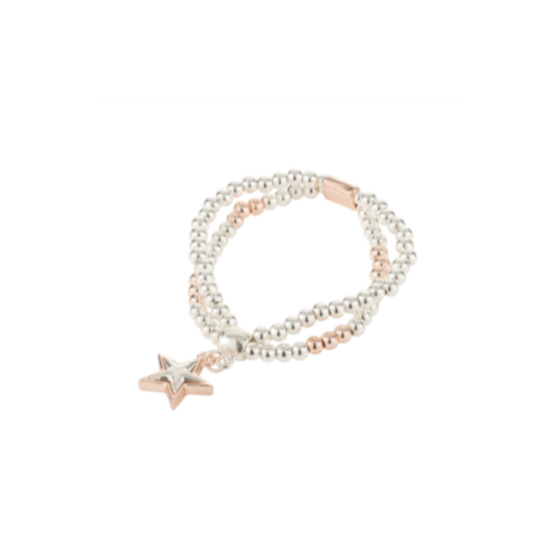 Fashion Jewellery Silver and Copper Coloured Beaded Bracelet With Star Charm