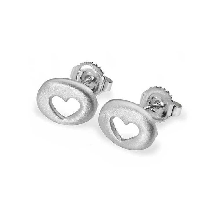 Heart Sterling Silver Stud Earrings - 14127 Aurora