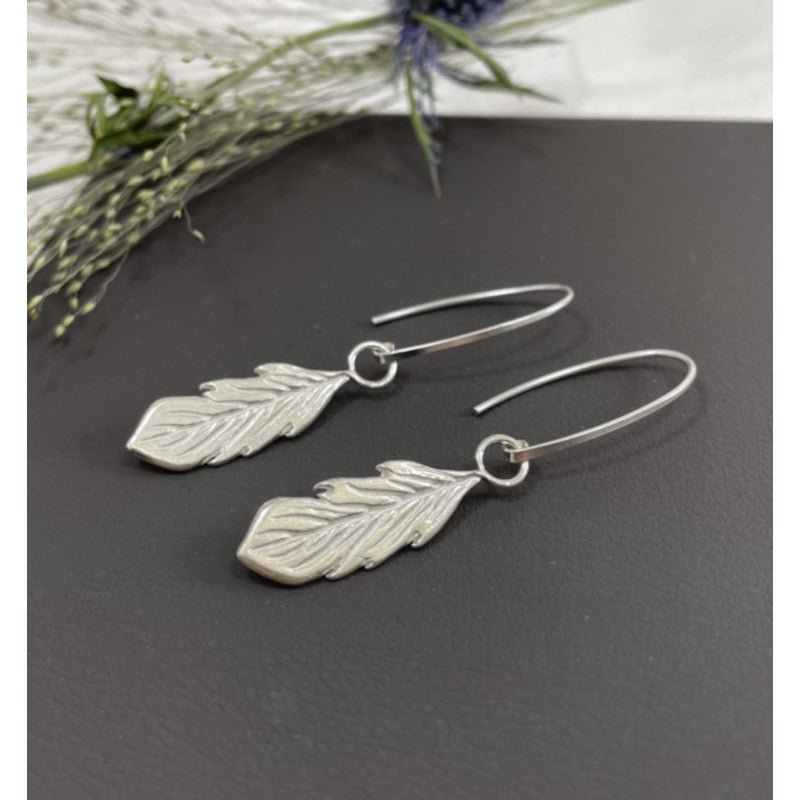 Feather Sterling Silver Drop Earrings