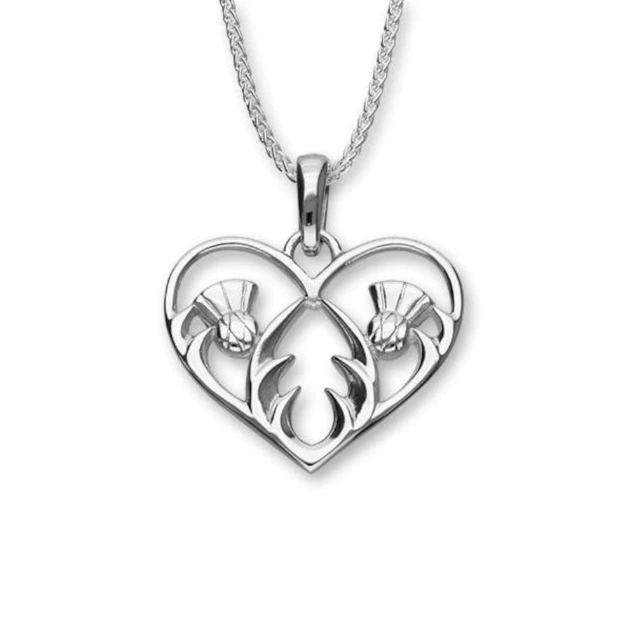 Sterling Silver Thistle Heart Pendant - P910 Ortak