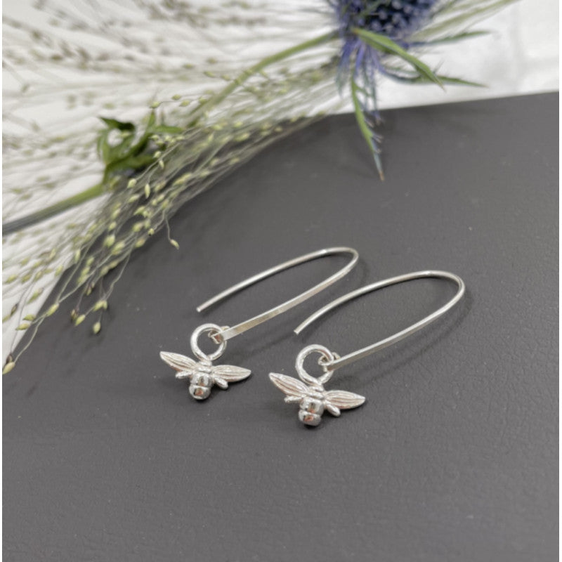 Mini Queen Bee Sterling Silver Drop Earrings