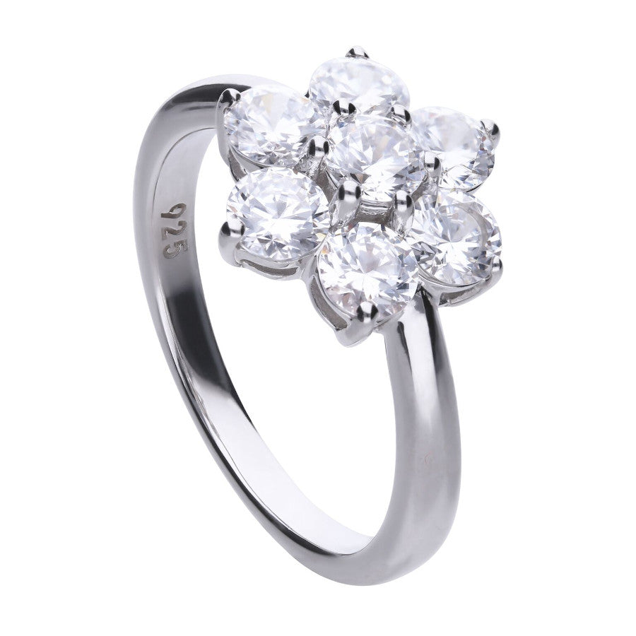 14k White Gold Round Diamond Halo Flower Cluster Ring 1/2 Cttw – Goldia.com