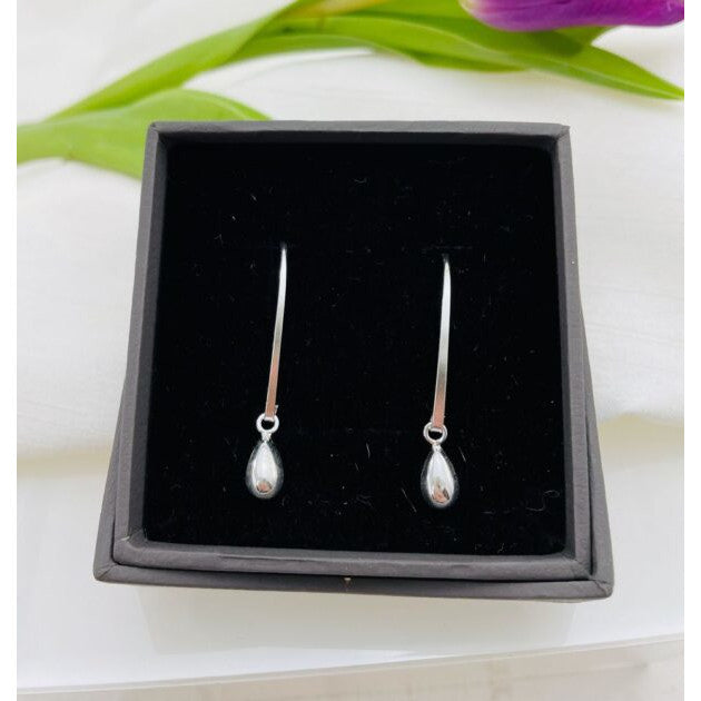 Rain Drop Sterling Silver Drop Earrings