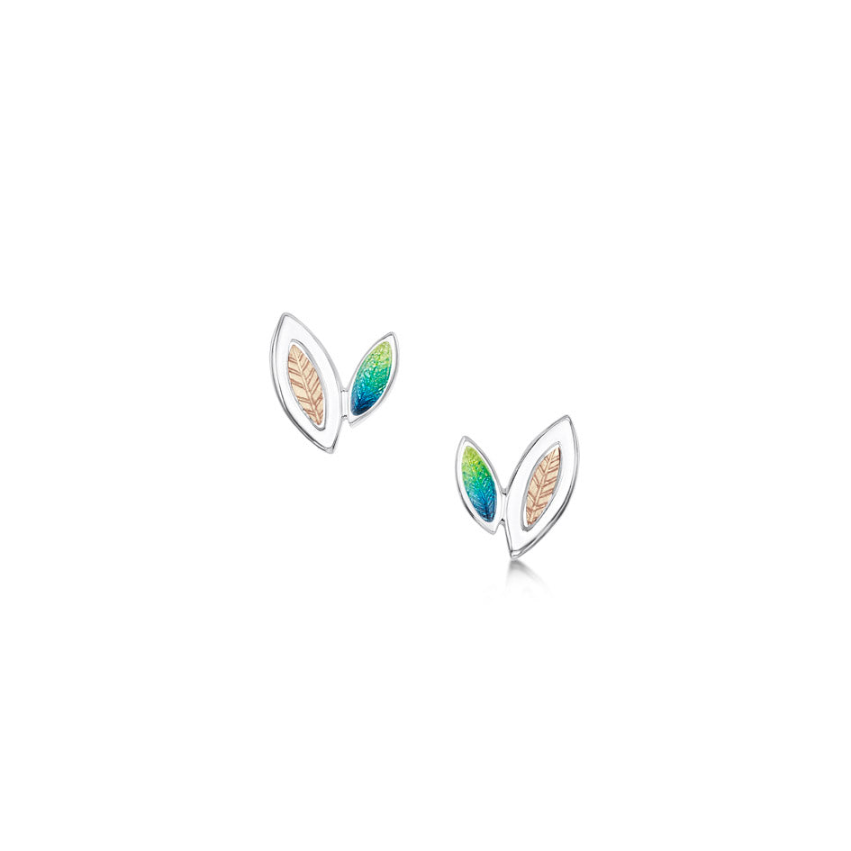 Seasons Sterling Silver and Gold Leaf Earrings - SR-EE00265