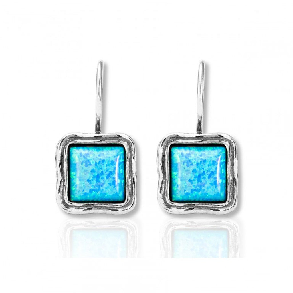 Shablool Designer Silver and Opal Earrings - E00666