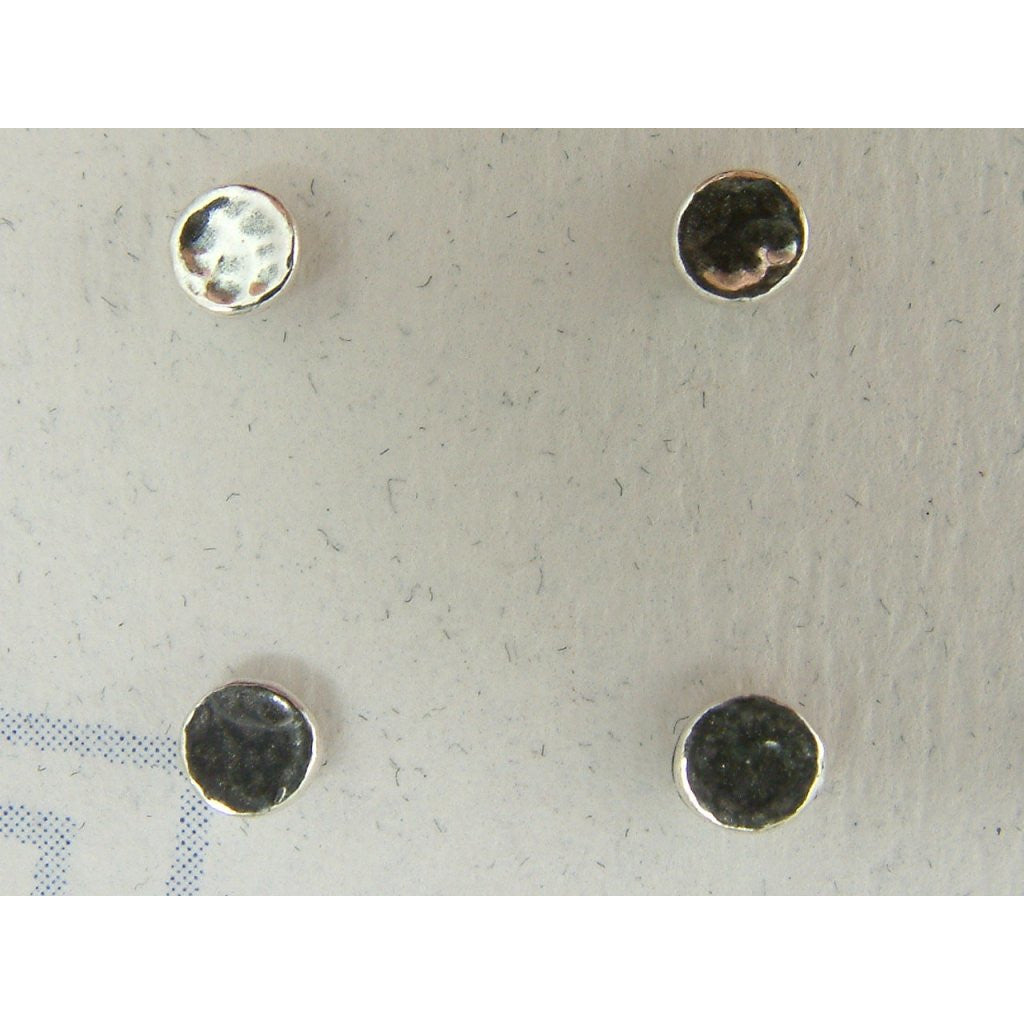 Shablool Designer Tiny Silver Hammered Earrings - E00974