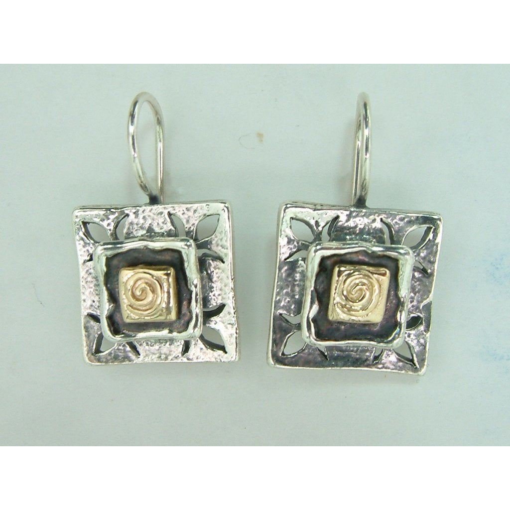 Shablool Designer Silver and Gold Earrings - E01125