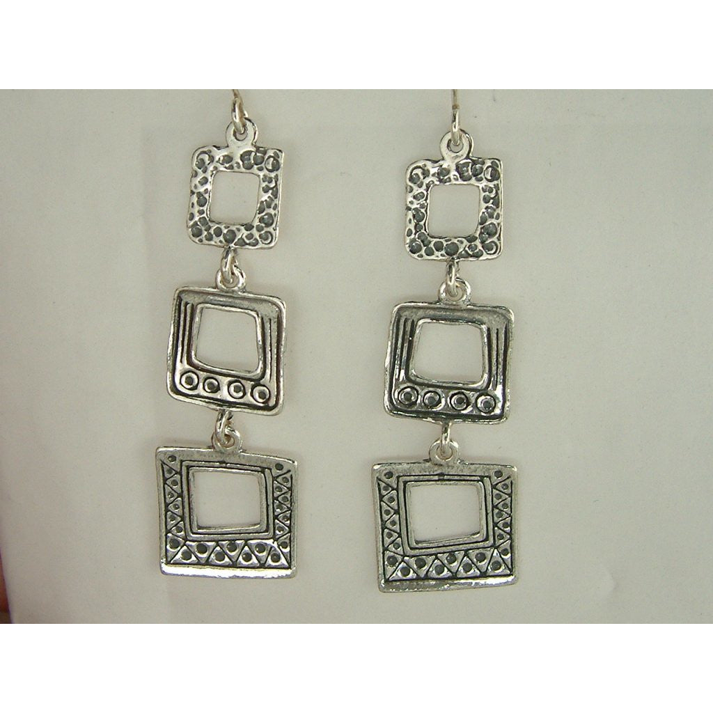 Shablool Designer Silver Drop Earrings - E01300