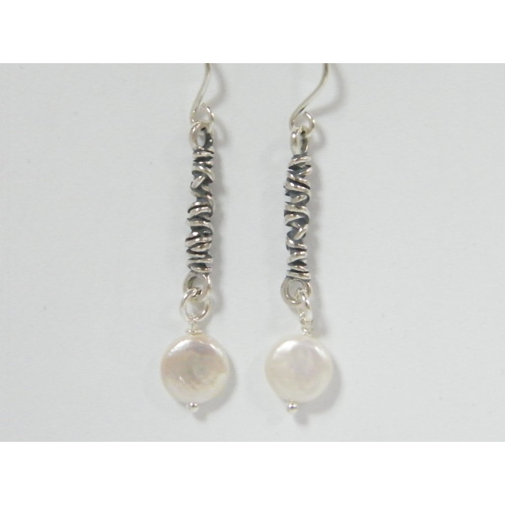 Shablool Designer Silver and Pearl Drop Earrings - E02134