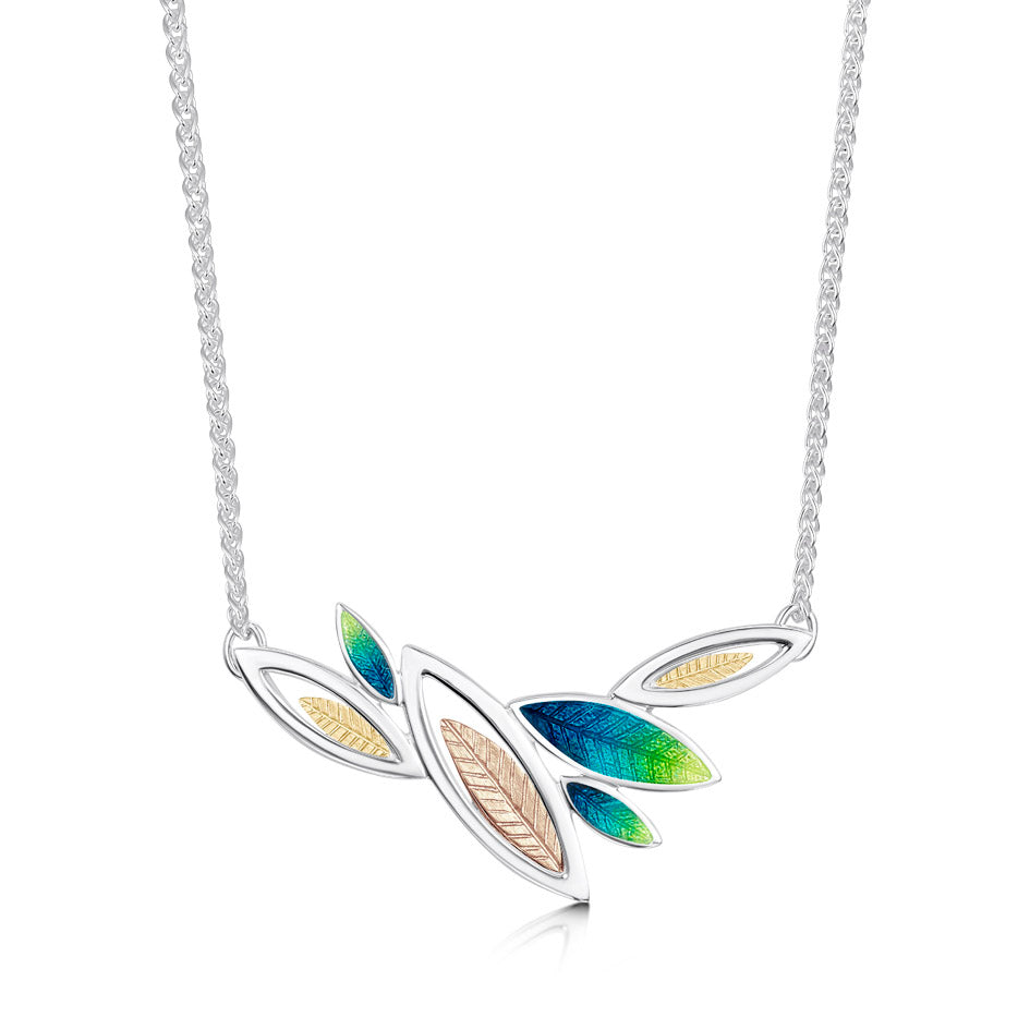 Seasons Sterling Silver and Gold Leaf Necklet - SYR-EN266 Sheila Fleet