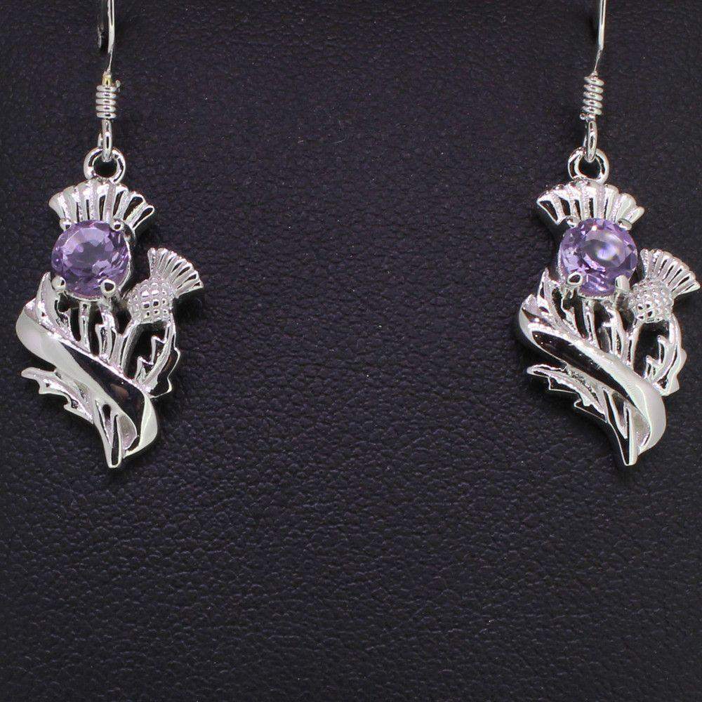 Cairn Silver and Amethyst Earrings - 55525-Ogham Jewellery