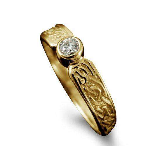 Celtic Diamond Ring in Gold, Platinum - Shetland-R128-Ogham Jewellery