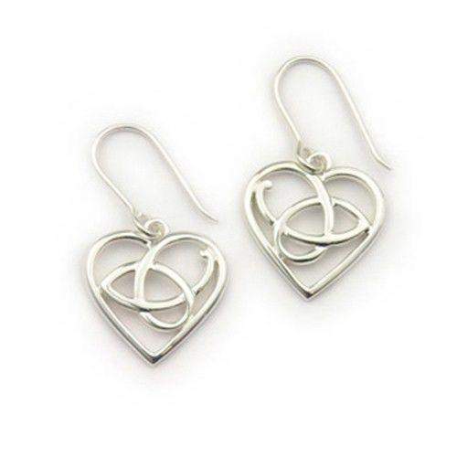 Celtic Knot Heart Drop Earrings -E1363-Ogham Jewellery