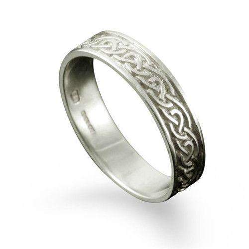 Celtic Ring in Silver, Gold, Platinum - Shetland - R121 - Size J-Q-Ogham Jewellery