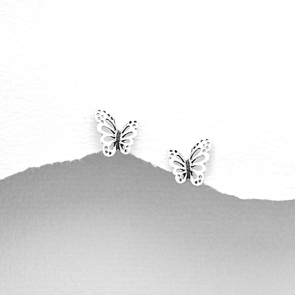 Children's Sterling Silver Butterfly Earrings-Ogham Jewellery