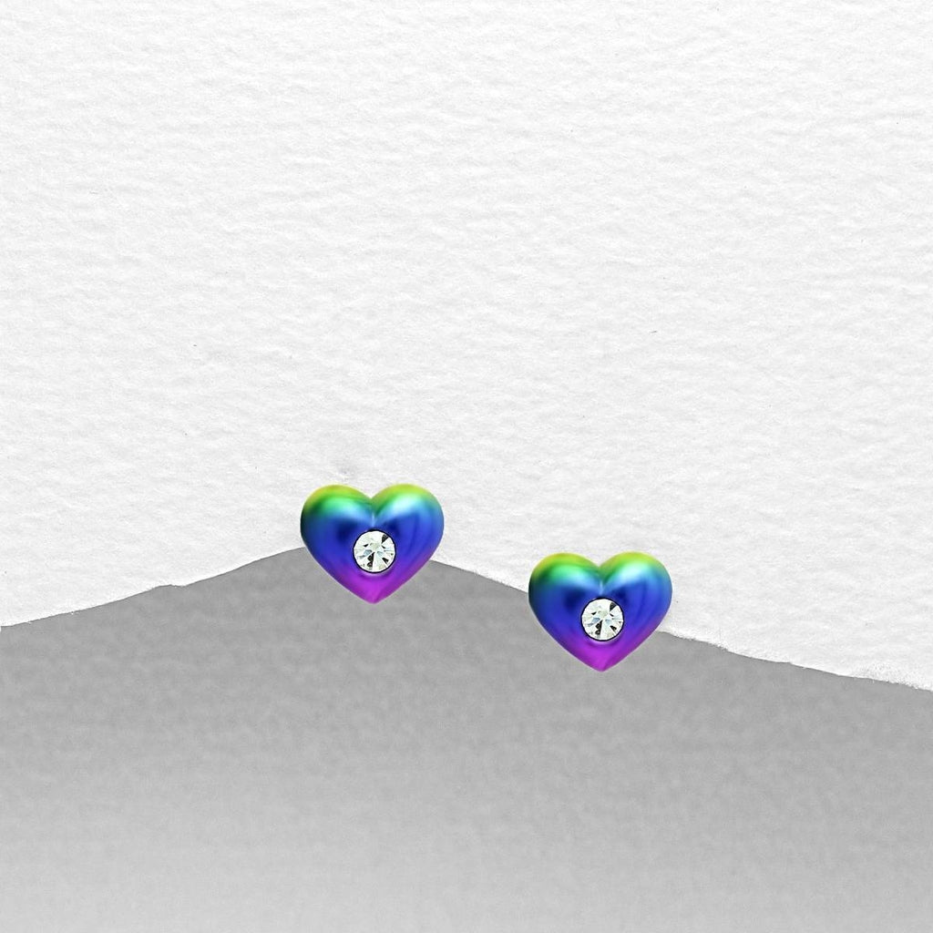Children's Sterling Silver Colourful Heart Earrings-Ogham Jewellery