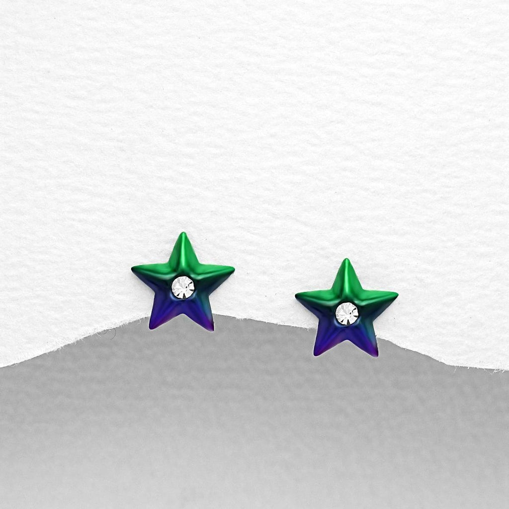 Children's Sterling Silver Colourful Star Earrings-Ogham Jewellery