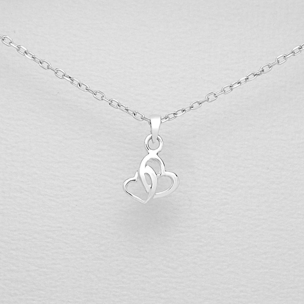 Children's Sterling Silver Double Heart Pendant .-Ogham Jewellery