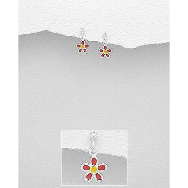 Children's Sterling Silver Drop Flower Earrings-Ogham Jewellery