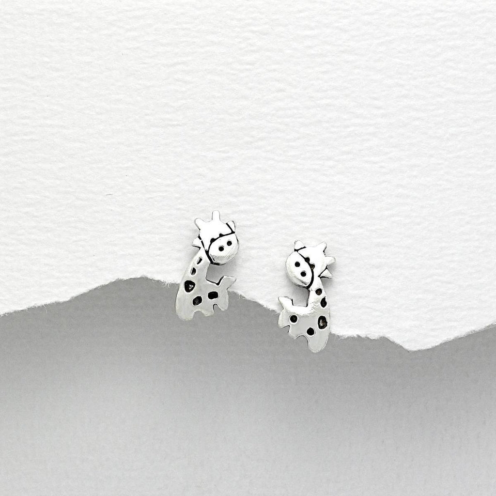 Children's Sterling Silver Giraffe Earrings-Ogham Jewellery