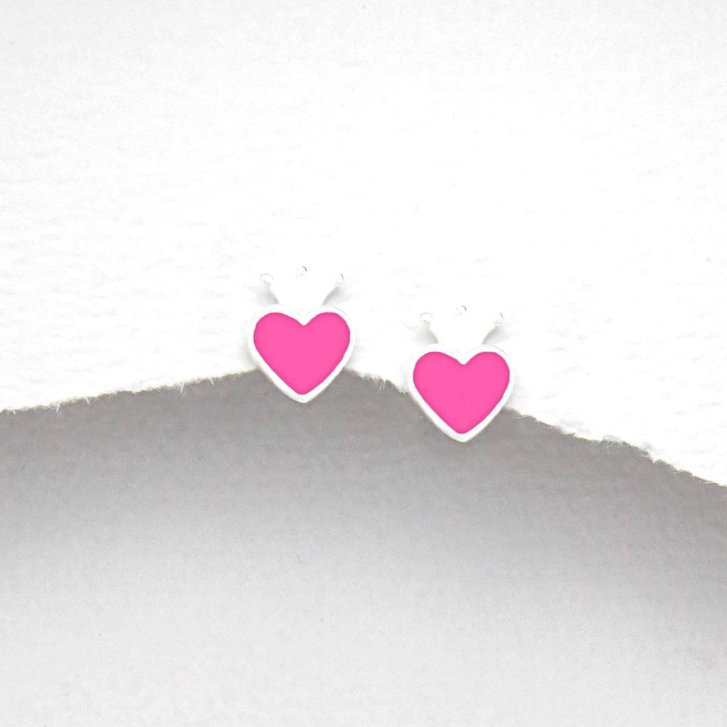 Children's Sterling Silver Heart Earrings With little Crowns.-Ogham Jewellery