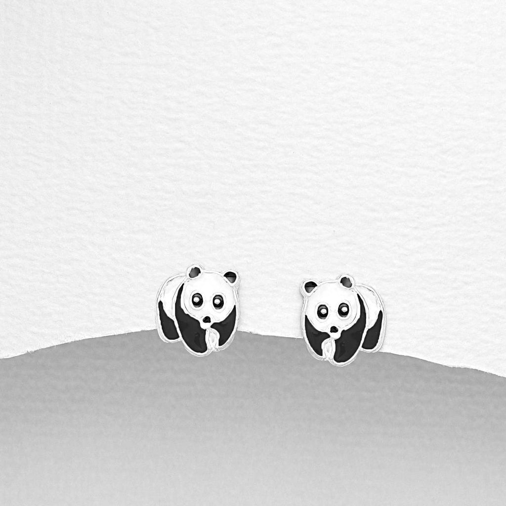 Children's Sterling Silver Panda Earrings.-Ogham Jewellery