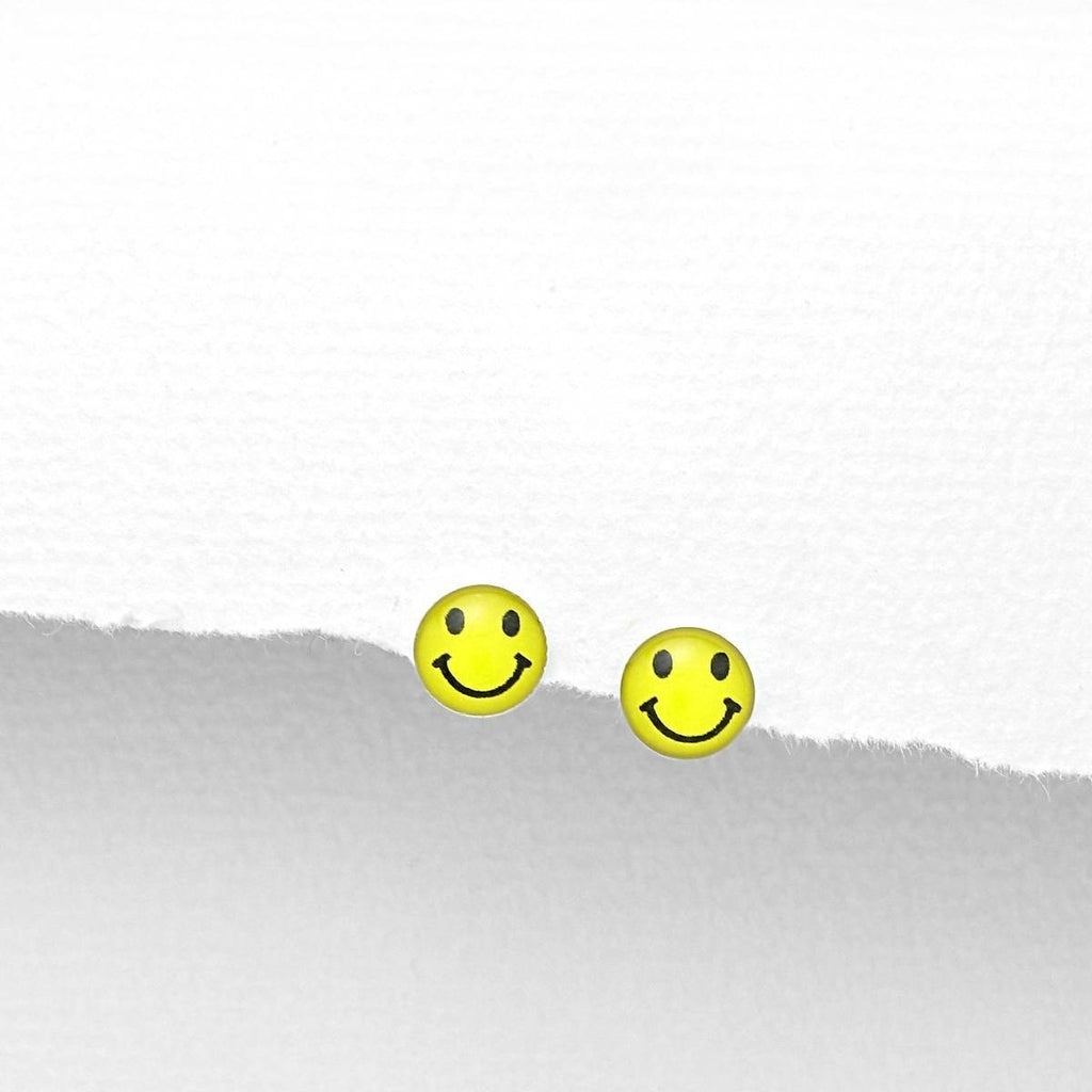 Children's Sterling Silver Smiley Faces Earrings-Ogham Jewellery