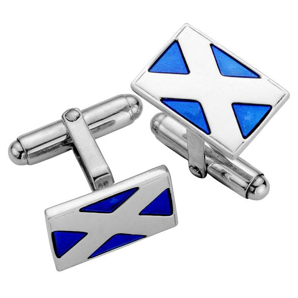 Silver Enamelled Saltire Cufflinks - CL004EN Celtic Art