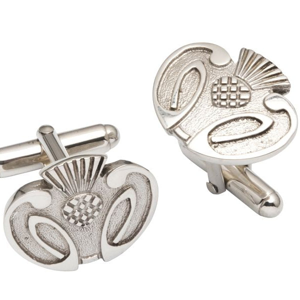 Sterling Silver Abstract Thistle Cufflinks - CL017 Celtic Art