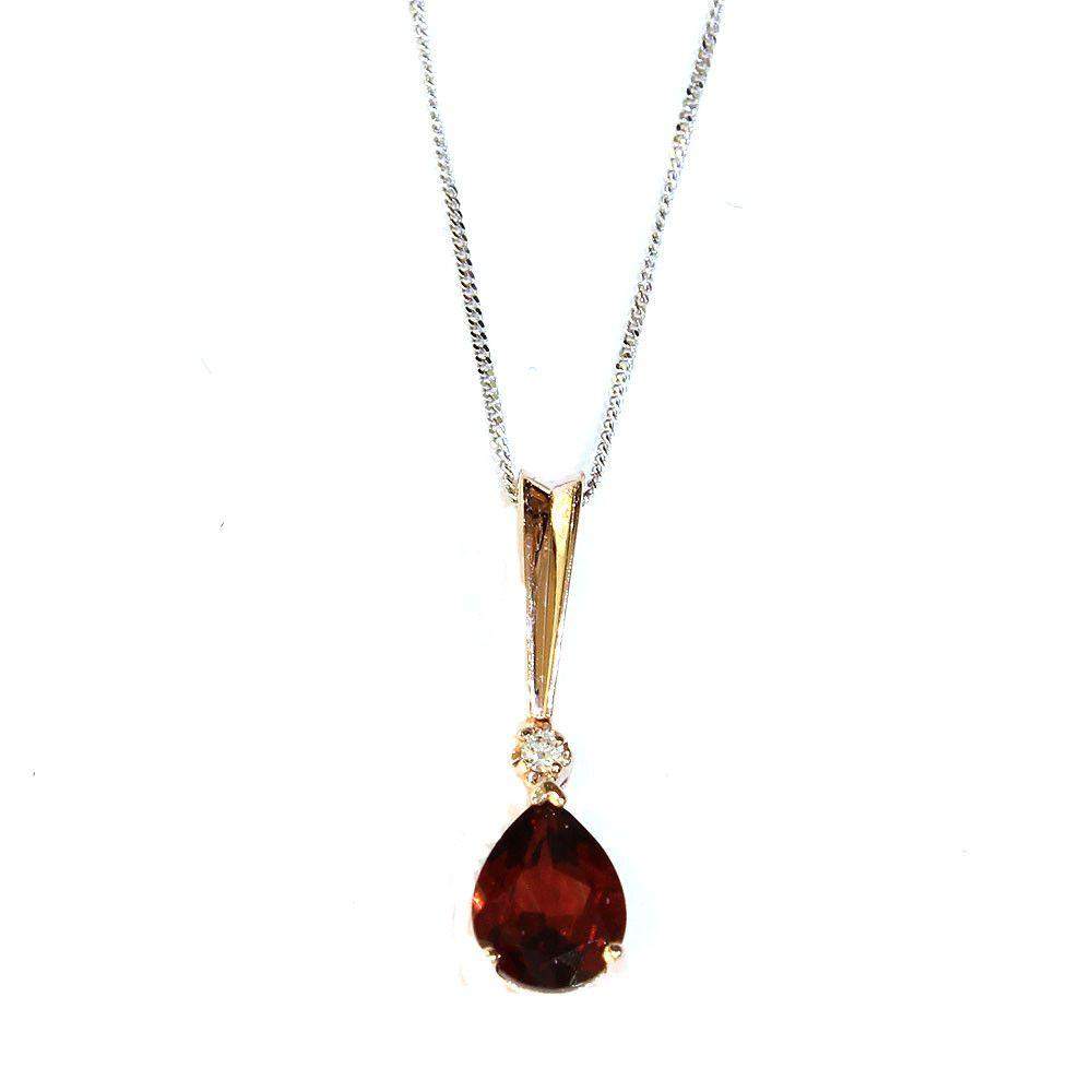Corona 9ct Rose Gold Garnet Pendant-Ogham Jewellery