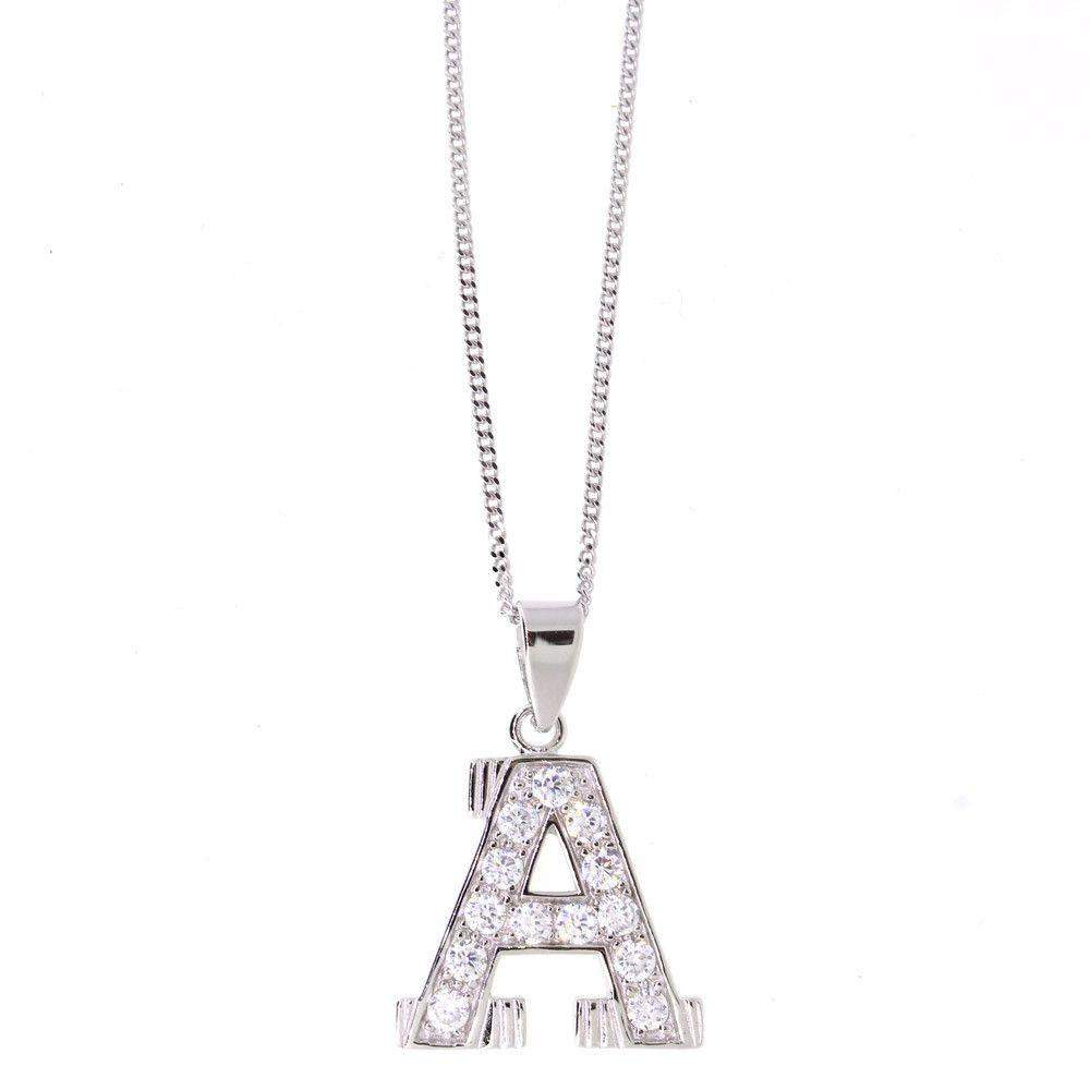 Cubic Zirconia Initial Pendant.A,C,E,J,L,M,S-Ogham Jewellery
