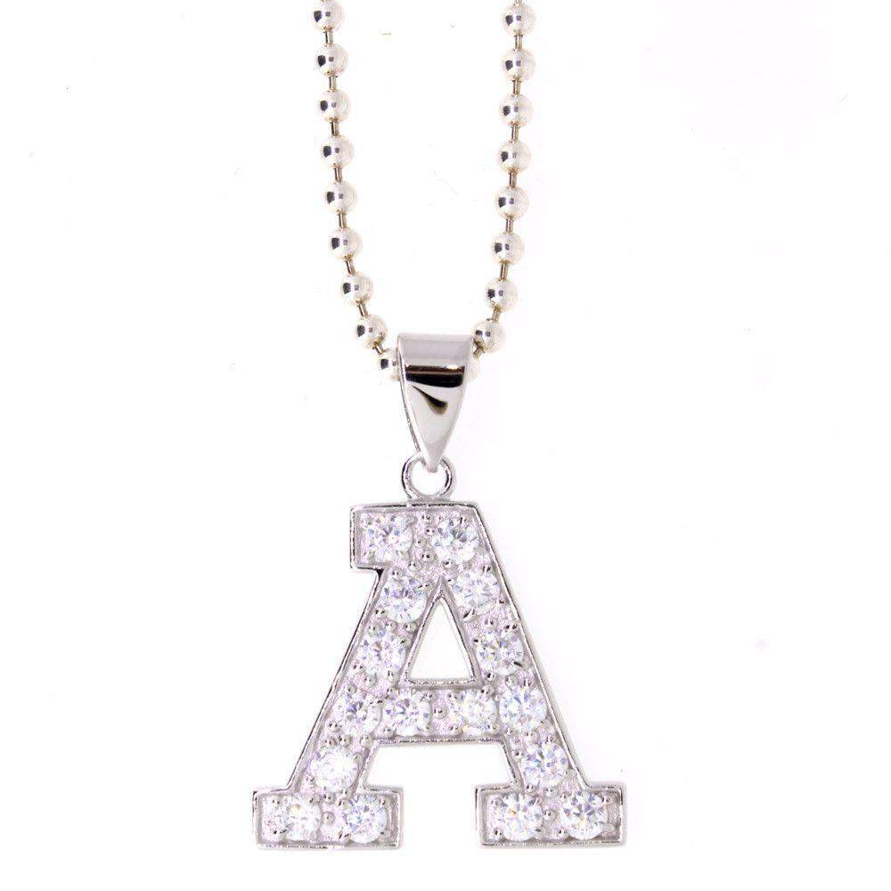 Cubic Zirconia Initial Pendant.A,L-Ogham Jewellery